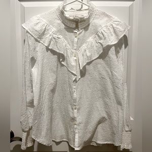 New Loft Button Down Frill Blouse